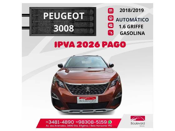 PEUGEOT 3008 1.6 GRIFFE THP 16V GASOLINA 4P AUTOMÁTICO